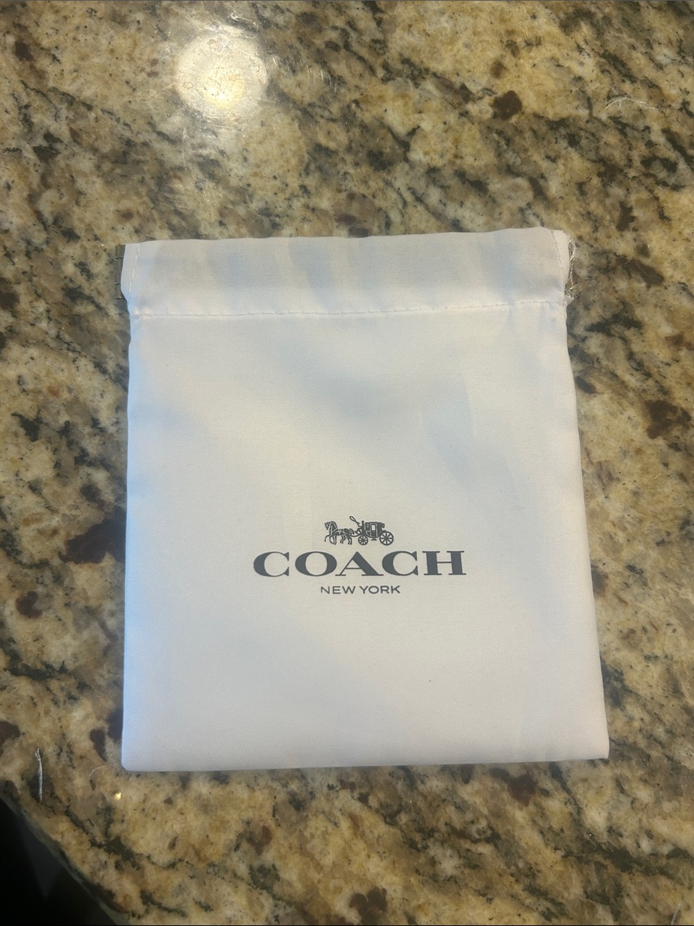 Coach White Drawstring Makeup Pouch with Black Logo